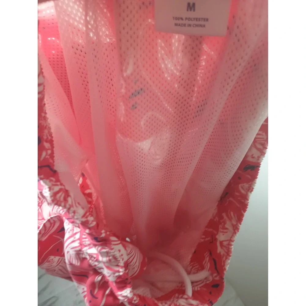 Vineyard Vines Mens Pink White Fish Print Swim Trunks Board Shorts Mesh Lined‎ M